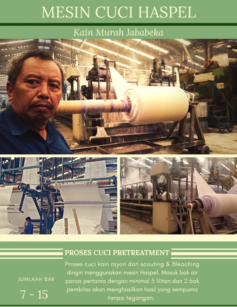 Proses cuci kain rayon dengan mesin cuci haspel