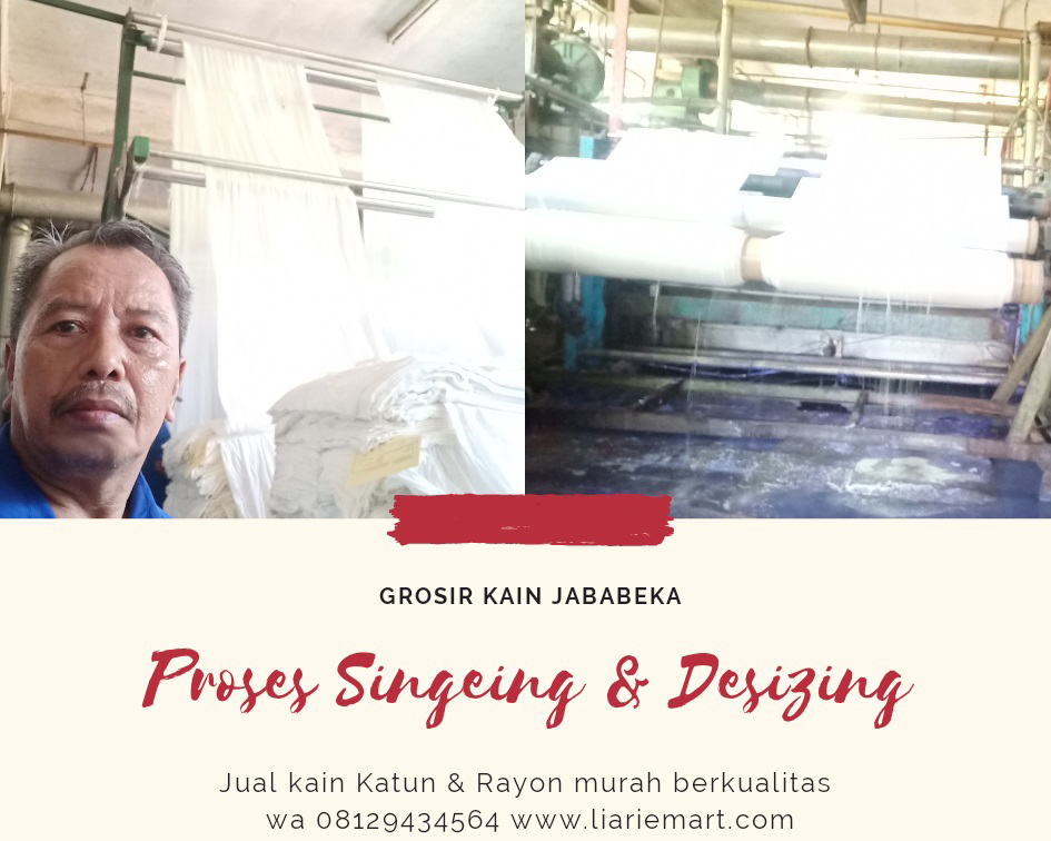 Proses bakar bulu dan buang kanji kain katun 