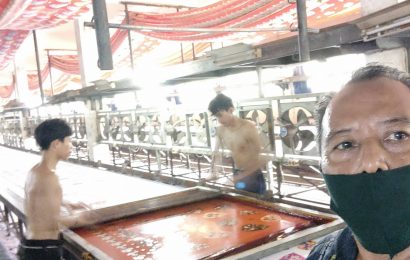 Bahan daster yang bagus dari proses handprint di kain rayon santung B