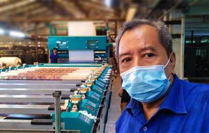 Proses Printing Kain Rayon menggunakan mesin Rotary Screen Printing