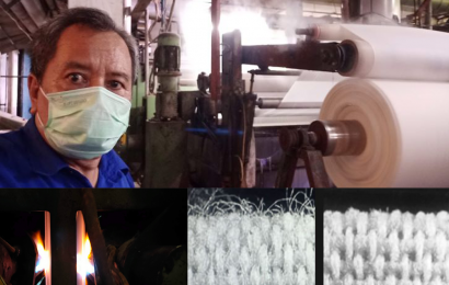 Proses bakar bulu dan buang kanji kainrayon viscose