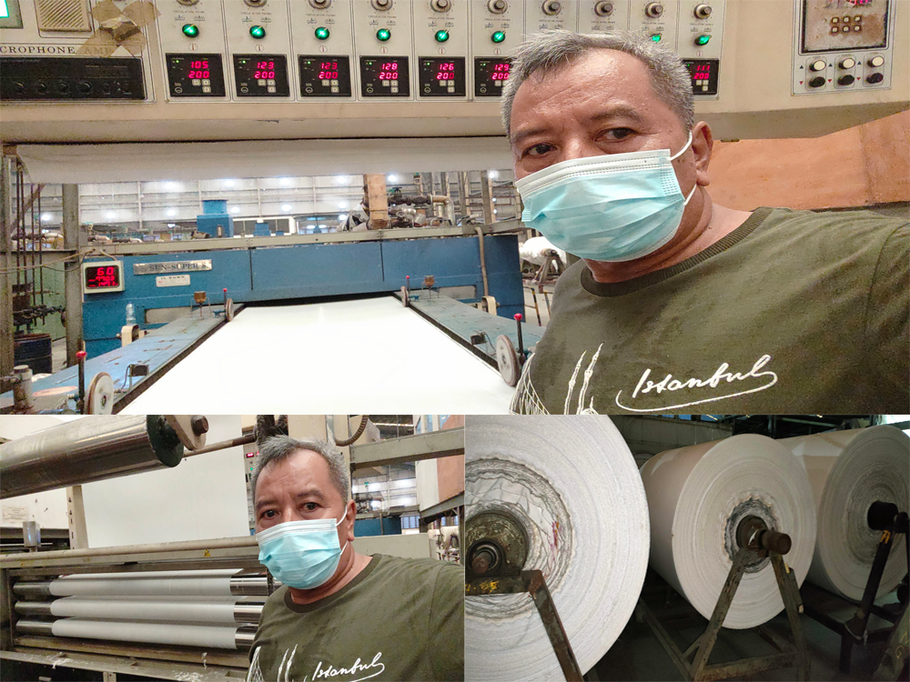 Proses heatset bahan katun rayon viscose menggunakan mesin stenter IL SUNG