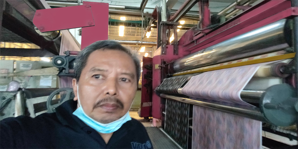Proses Calender kain printing di mesin Calender Kusters